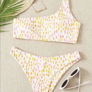 Shein Polka Dotted One Shoulder Bikini